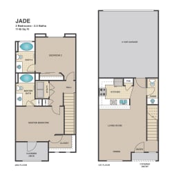 Jade Floorplan 2 bdrm 2.5 bath