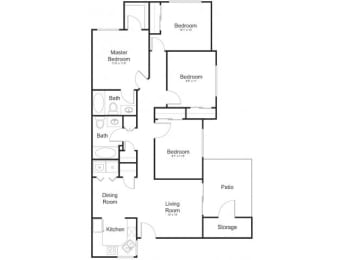  Floor Plan 4X2 B