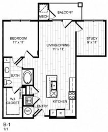 Floor Plan  Modern 1 Bedroom Woodbridge VA Apartments