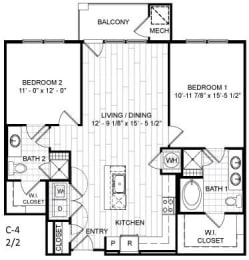 Floor Plan  Best 2 Bedroom Woodbridge VA Apartments