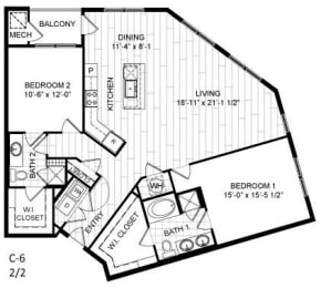 Floor Plan  2 Bedroom Woodbridge VA Apartments