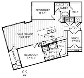Floor Plan  Luxury 2 Bedroom Woodbridge VA Apartments