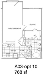 Floor Plan  1 Bedroom, 1 Bath 768 SF A3.8