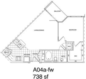 Floor Plan  1 Bedroom, 1 Bath 738 SF A4.1