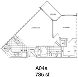 Floor Plan  1 Bedroom, 1 Bath 735 SF A4