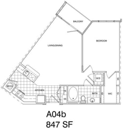 Floor Plan  1 Bedroom, 1 Bath 847 SF A4A