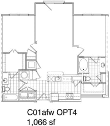 Floor Plan  2 Bedroom, 2 Bath 1066 SF C1.3