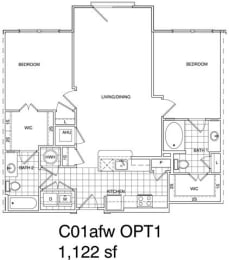 Floor Plan  2 Bedroom, 2 Bath 1122 SF C1.4