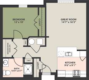  Floor Plan One Bedroom Apartment