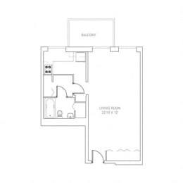 Studio Floor Plan at Clinton Towers, Bronx, NY