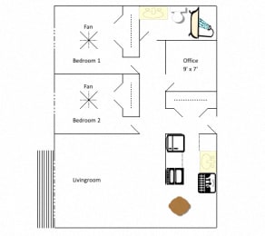  Floor Plan Two Bedroom Two Bathroom