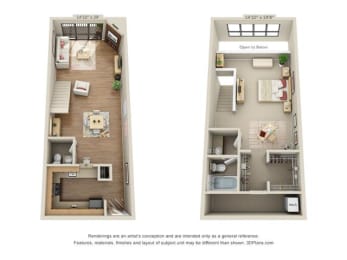  Floor Plan 1 Bed 1.5 Bath C