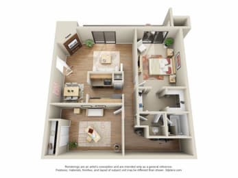  Floor Plan 1 Bed 1 Bath E