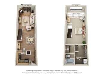  Floor Plan 1 Bed 1 Bath C
