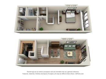  Floor Plan 1 Bed 1 Bath B