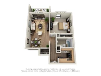  Floor Plan 1 Bed 1 Bath Small