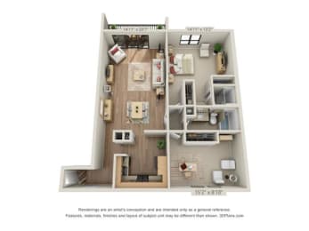  Floor Plan 1  Bed 2 Bath B