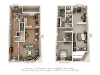  Floor Plan 2 Bed 1.5 Bath B