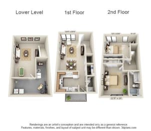  Floor Plan 2 Bed TH