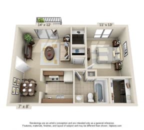  Floor Plan 1 Bedroom