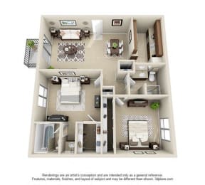  Floor Plan 2 Bedroom 2 Bathroom