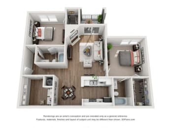 2 Bedroom Floor Plan with 1,020 Sq. Ft. | Briarcliff Apartments Atlanta GA