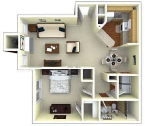 1 Bedroom Floor Plan | 857 Sq. Ft. | Gwinnett Apartments in Norcross GA