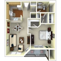 1 Bedroom Floor Plan | 735 Sq. Ft. | Gwinnett Apartments in Norcross GA