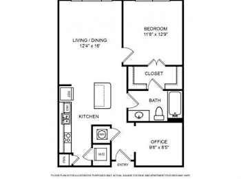  Floor Plan Sunset - One Bedroom w - Office