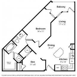  Floor Plan Franklin - One Bedroom w - Office