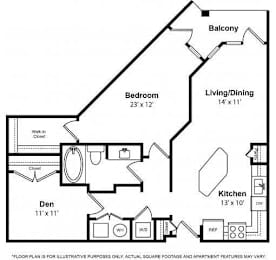  Floor Plan Maple - One Bedroom w Office