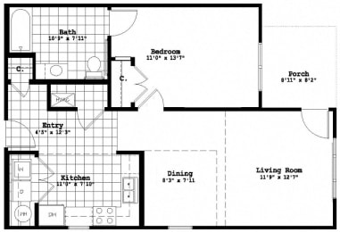 Floor Plan  Metropolitan One Bedroom