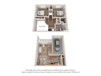  Floor Plan 2 Bedrooms, 1.5 Bathrooms