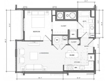 1BR H Floor Plan| Merc