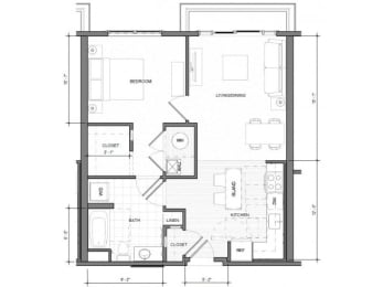 1BR Standard Balcony Floor Plan| Merc