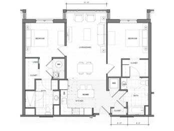 2BR Accessible Floor Plan| Merc