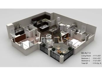 2 bed 2 bath Joyce Floor Plan at Village at Terra Bella Apartments, Florida