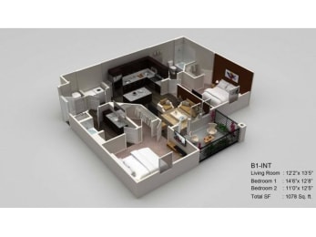 2 bed 2 bath Myrtle Floor Plan at Village at Terra Bella Apartments, Land O' Lakes