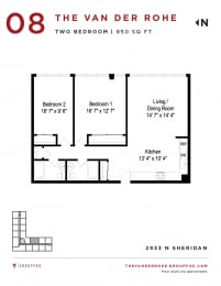 Group Fox - The Van Der Rohe - Two Bedroom Floor Plan s