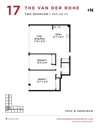 Group Fox - The Van Der Rohe - Two Bedroom Floor Plan s