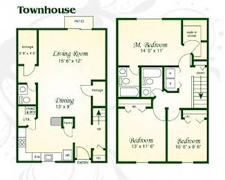  Floor Plan Whitfield - 3 Bed, 2.5 Bath Townhome