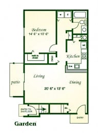  Floor Plan Desoto - 1 Bed, 1 Bath Apartment