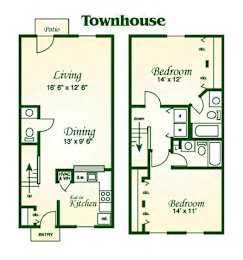  Floor Plan Savannah - 2 Bed, 2.5 Bath Townhome