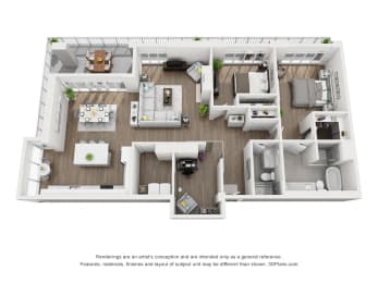 Floor Plan  2 Bed 2 Bath + Den (Penthouse)