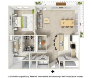 1 bed 1 bath The Cassidy Floor Plan at Highline Urban Lofts, Cypress