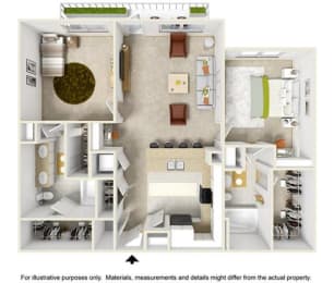 2 bed 2 bath The Garrison Floor Plan at Highline Urban Lofts, Texas