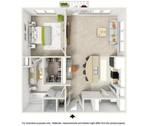 1 bed 1 bath The Ozark Floor Plan at Highline Urban Lofts, Cypress, Texas