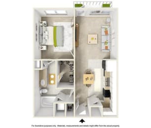1 bed 1 bath The Still water Floor Plan at Highline Urban Lofts, Cypress, 77429