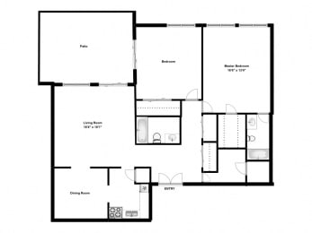 Floor Plan  2 bed, 2 bath, generous apartments with balcony views at Bayview Towers in Sarnia, ON