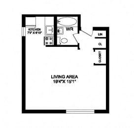 Floor Plan  Studio, 1 bath, spacious single suites at 641 Vaughan Road in Toronto, ON